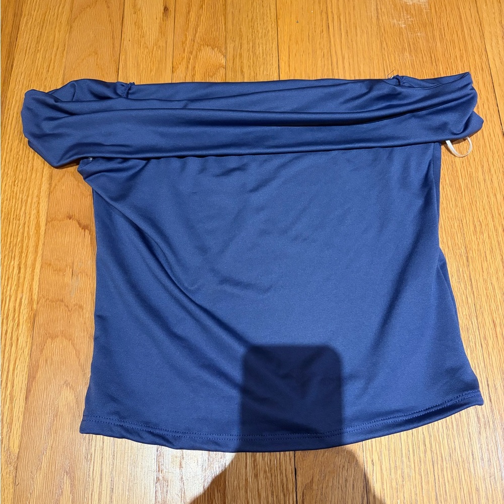 Elegant Off-Shoulder Navy Blue Top